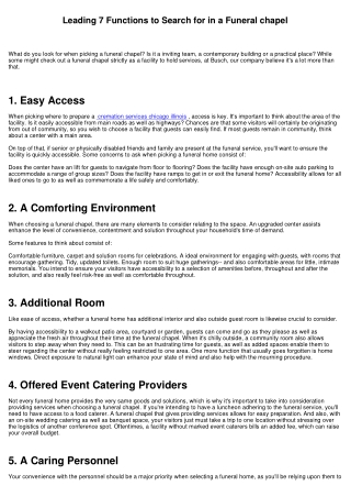 Leading 7 Features to Look for in a Funeral Home