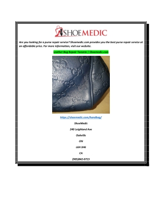 Leather Bag Repair Toronto  Shoemedic.com