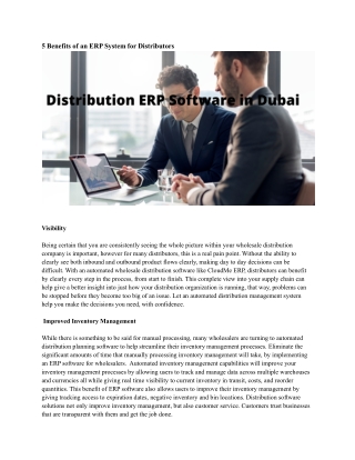 Distribution ERP Software in Dubai