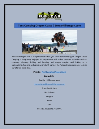 Tent Camping Oregon Coast | Boxcarhilloregon.com