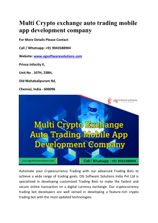 Multi Crypto Exchange Auto Trading Moblie App Development Company