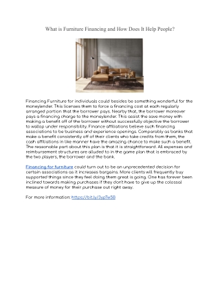 What is Furniture Financing and How Does It Help People?