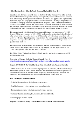 Progressive Report on Ethyl Tertiary Butyl Ether In North America Market Trend