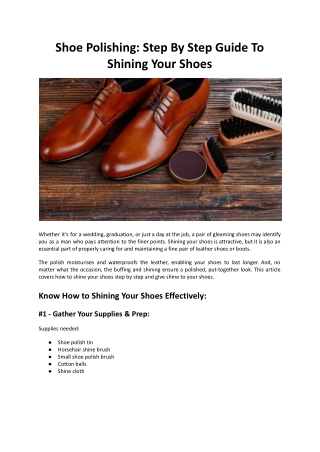 Shoe Polishing - Step By Step Guide To Shining Your Shoes