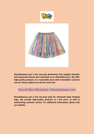 Flannel Skirt Wholesale | Riocokidswear.com
