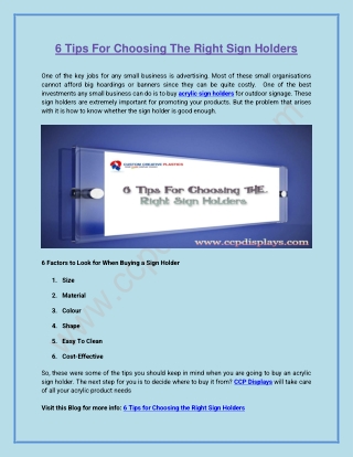 What are the 6 Tips for Choosing the Right Sign Holders?