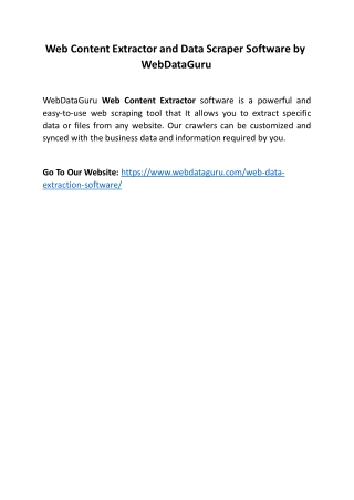 Web Content Extractor and Data Scraper Software by WebDataGuru