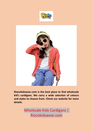 Wholesale Kids Cardigans | Riocokidswear.com