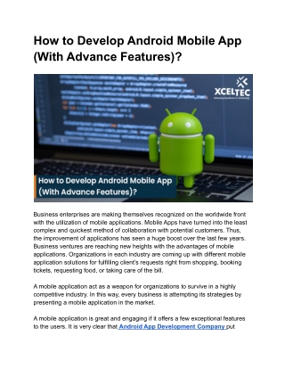 How to Develop Android Mobile App (With Advance Features)