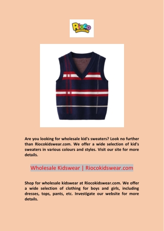 Wholesale Kids Sweaters | Riocokidswear.com