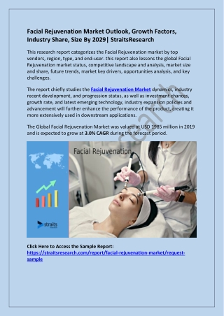 Facial Rejuvenation Market Analysis, Top Share By 2029 | StraitsResearch
