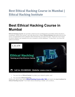 Best Ethical Hacking Course in Mumbai Ethical Hacking Institute