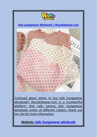 Kids Loungewear Wholesale Riocokidswear.com
