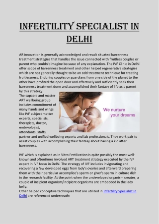 Infertility Specialist in Delhi