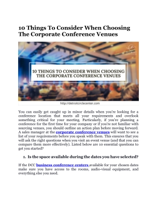 10 things to consider when choosing the corporate conference venues (1)