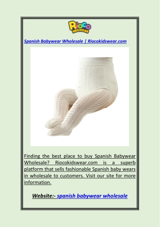 Spanish Babywear Wholesale Riocokidswear.com