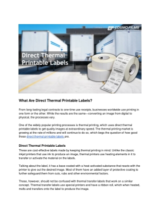 What Are Direct Thermal Printable Labels?