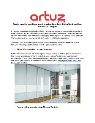 Tips to have the best Glass closet by Artuz Glass Best Sliding Wardrobe Door Mechanism Designer