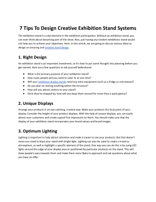 7 Tips To Design Creative Exhibition Stand Systems
