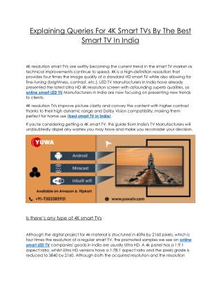 Explaining Queries For 4K Smart TVs By The Best Smart TV In India