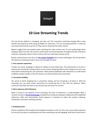 10 Live Streaming Trends