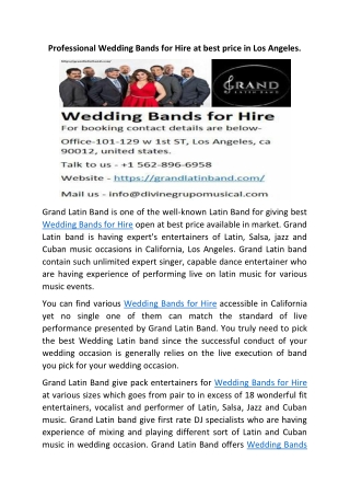 Wedding Bands for Hire