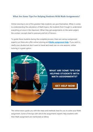 What Are Some Tips For Helping Students With Math Assignments
