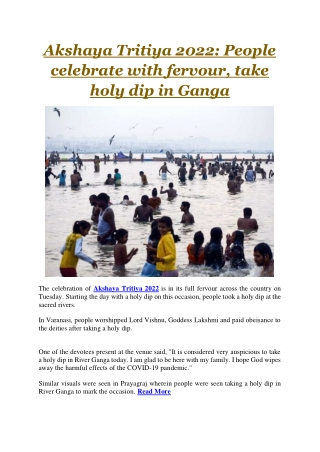 Akshaya Tritiya 2022 People celebrate with fervour, take holy dip in Ganga