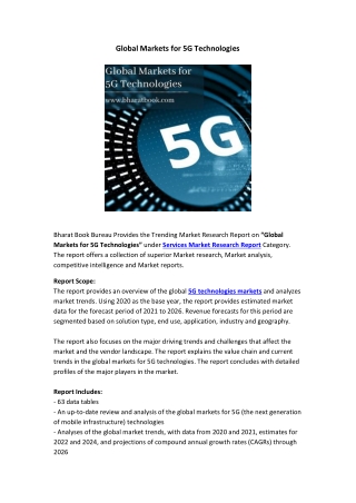 Global Markets for 5G Technologies