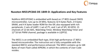 Nuvoton MS51PC0AE-DE-1849-D : Applications and Key Features