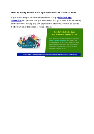 How To Verify If Fake Cash App Screenshot Is Given To You?