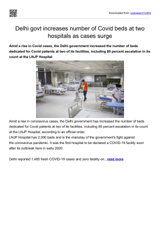 Delhi govt increases number of Covid beds at two hospitals as cases surge