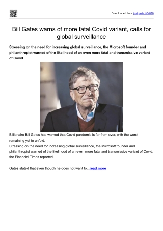 Bill Gates warns of more fatal Covid variant, calls for global surveillance