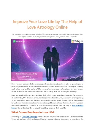 Improve Your Love Life by The Help of Love Astrology Online