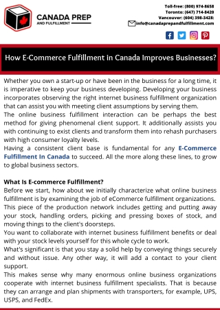 How E-Commerce Fulfillment in Canada Improves Businesses