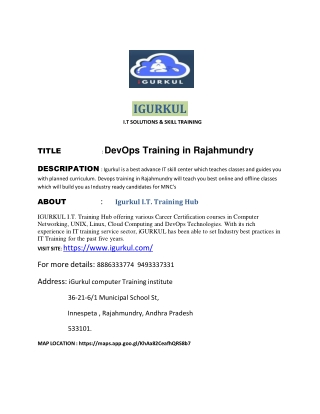 Devops Training in Rajahmundry