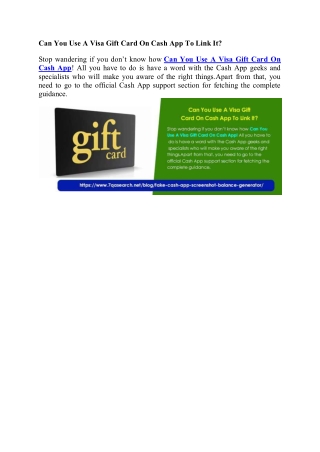 Can You Use A Visa Gift Card On Cash App To Link It?