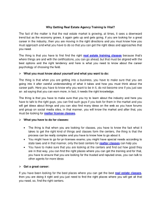 Why Getting Real Estate Agency Training Is Vital?
