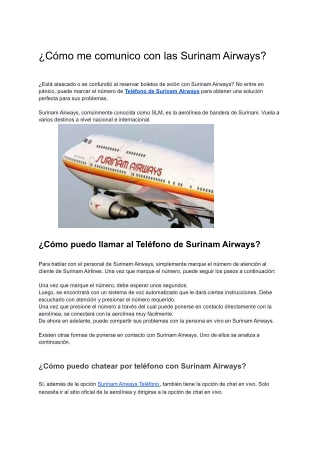 ¿Cómo me comunico con las Surinam Airways