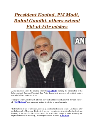 President Kovind, PM Modi, Rahul Gandhi, others extend Eid-ul-Fitr wishes