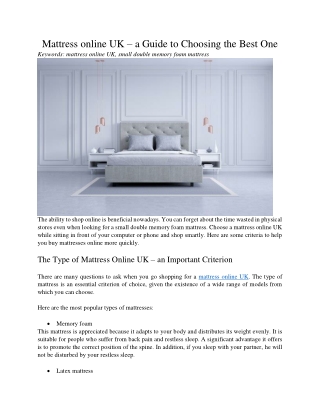 Mattress online UK – a Guide to Choosing the Best One