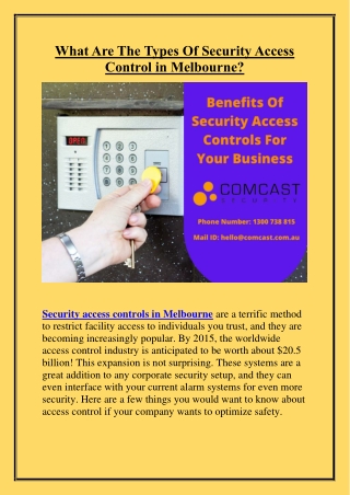 What Are The Types Of Security Access Control in Melbourne?