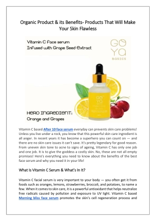 Organic Product & its Benefits- Products That Will Make Your Skin Flawless