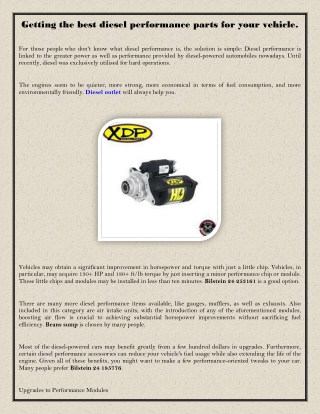 Getting the best diesel performance parts for your vehicle.