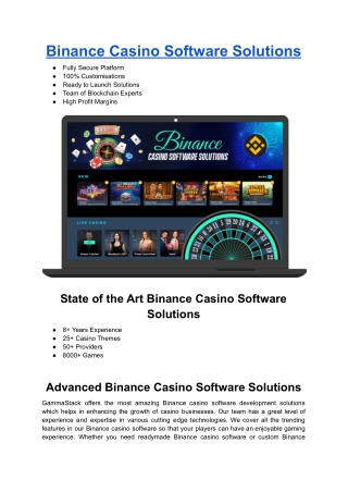 Binance Casino Software Solutions