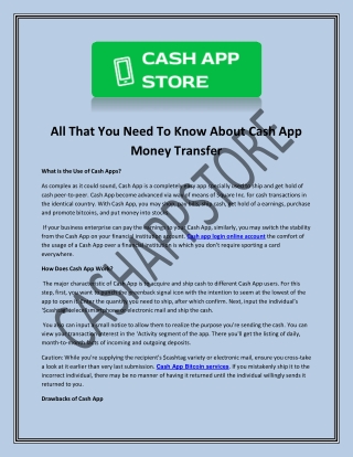 All That You Need To Know About Cash App Money Transfer