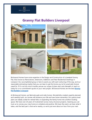 Granny Flat Builders Liverpool