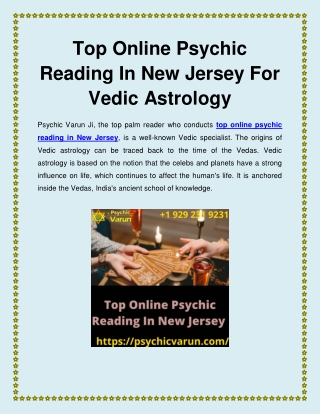 Top Online Psychic Reading In New Jersey For Vedic Astrology