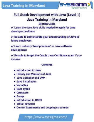 Best Java Training in Maryland