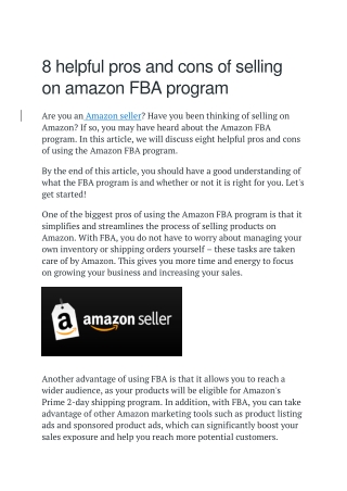 8 helpful pros and cons of selling on amazon FBA program